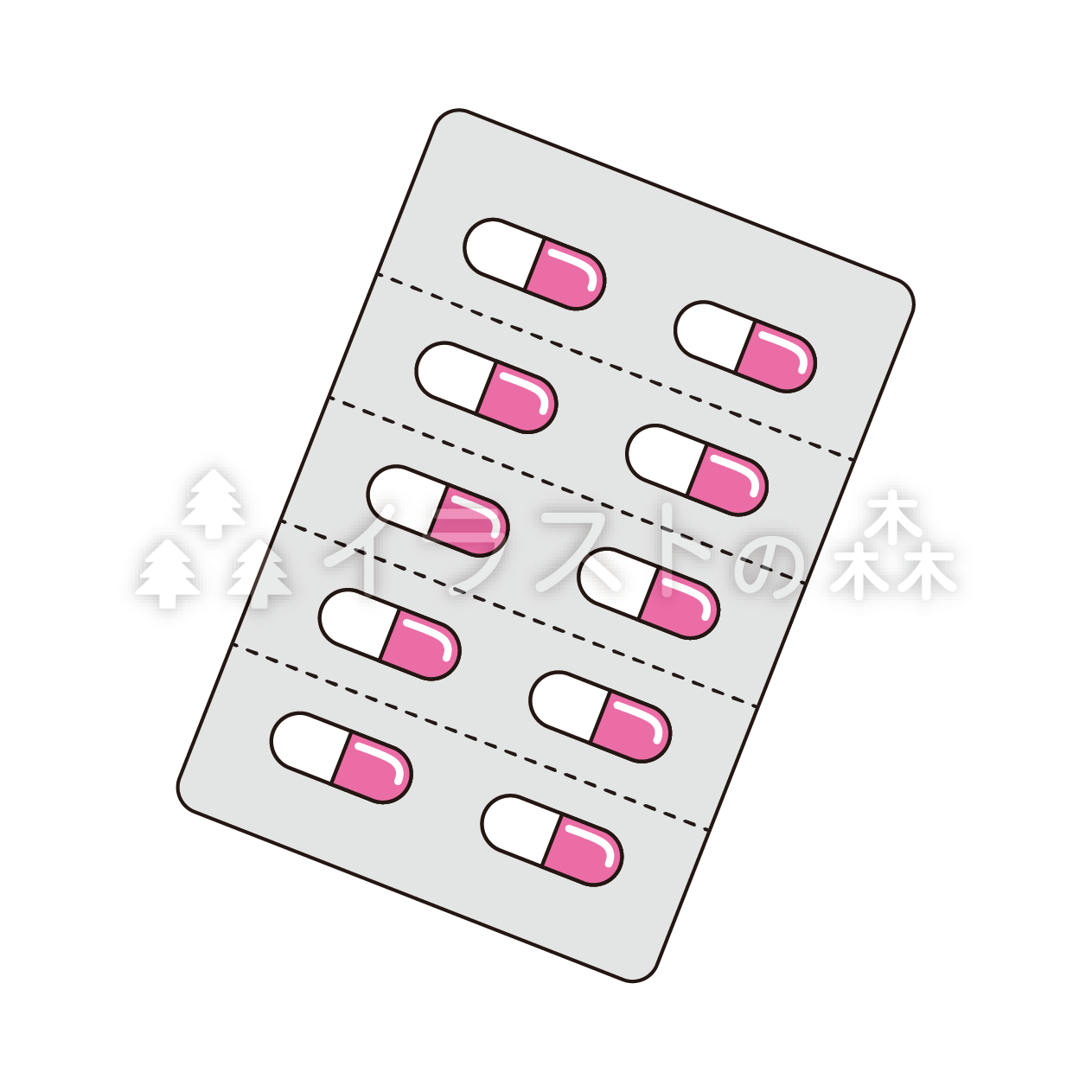 カプセル薬のシートのイラスト