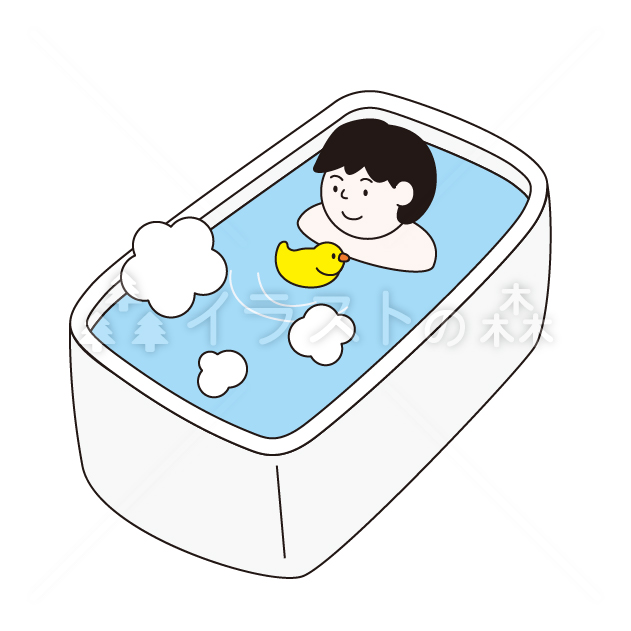 子供の入浴イラスト（カラー） Child bathing illustration (color)