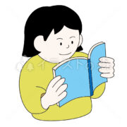 読書をする女の子のイラスト (Illustration of a Girl Reading)