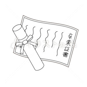 卒業証書のイラスト（モノクロ） / Graduation Certificate Illustration (Monochrome)