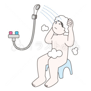 シャワーを浴びている男性のイラスト（カラー） Showering Man Illustration (Color)