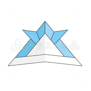 かぶとの折り紙のイラスト カラー 青 Kabuto Origami Illustration Color Bule