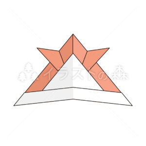 かぶとの折り紙のイラスト カラー 赤 Kabuto Origami Illustration Color red