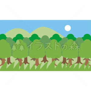 森のイラスト（カラー、主線なし） Forest Illustration (Color,noboder)