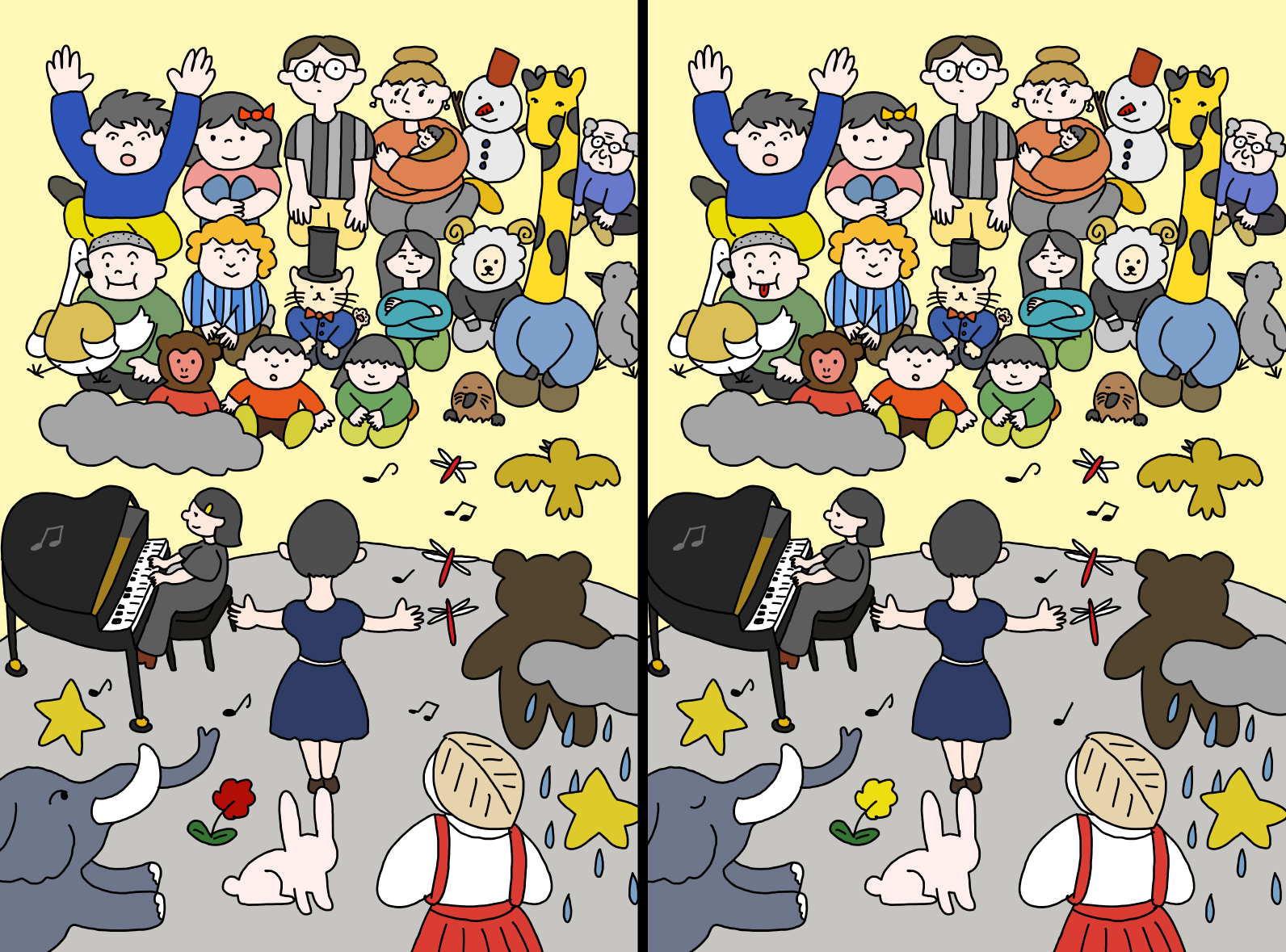コンサートの間違い探しのイラスト