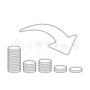 減るお金（モノクロ）