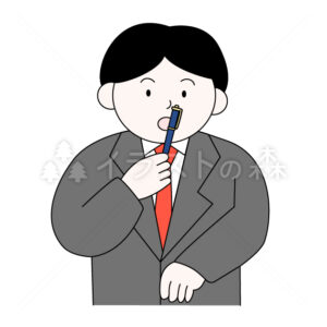 ペンを売る男性–いらもりの無料カラーイラスト（ウォーターマークあり）