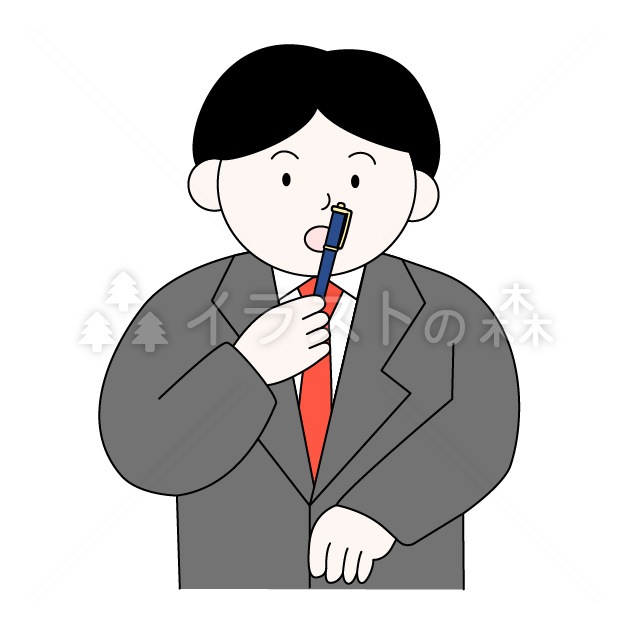 ペンを売る男性–いらもりの無料カラーイラスト（ウォーターマークあり）