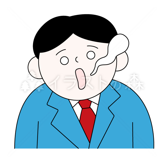 気の抜けたスーツ姿の男性–いらもりの無料カラーイラスト（ウォーターマークあり）