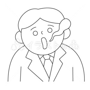 気の抜けたスーツ姿の男性–いらもりの無料モノクロイラスト（ウォーターマークあり）