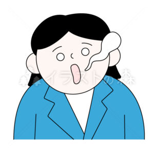 気の抜けたスーツ姿の女性–いらもりの無料カラーイラスト（ウォーターマークあり）