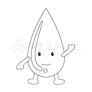 水のキャラクター–いらもりの無料モノクロイラスト（ウォーターマークあり）