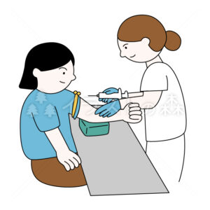 採血を受ける女性–いらもりの無料カラーイラスト（ウォーターマークあり）