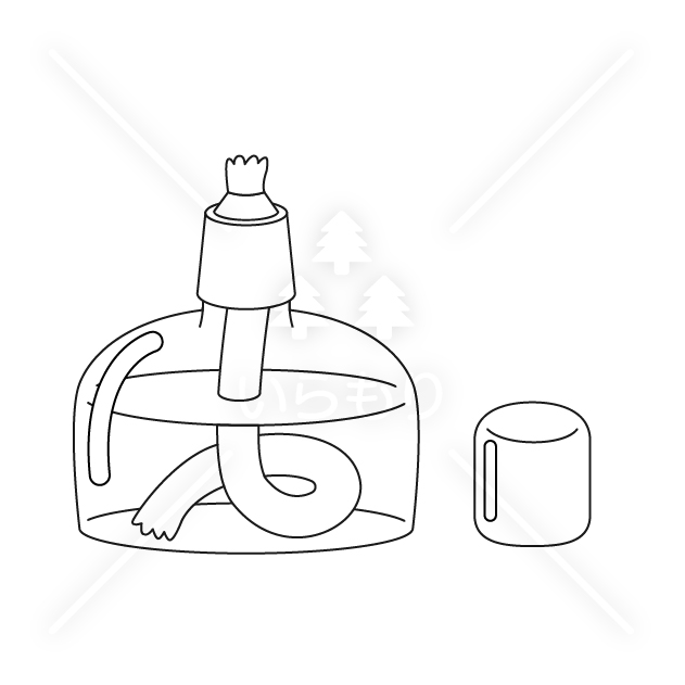 アルコールランプの無料モノクロイラスト（ウォーターマークあり）