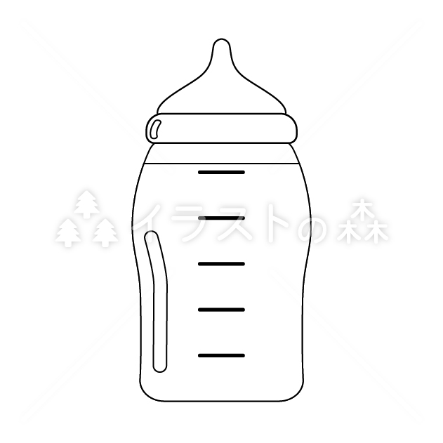 哺乳瓶の無料モノクロイラスト（ウォーターマークあり）