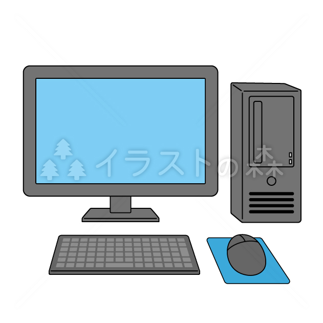 デスクトップパソコン–いらもりの無料カラーイラスト（ウォーターマークあり）
