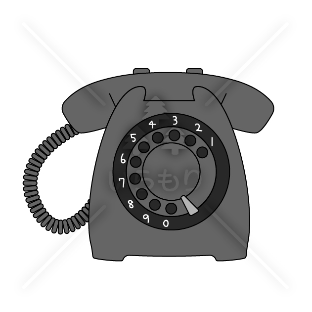 ダイヤル式の電話の無料カラーイラスト（ウォーターマークあり）