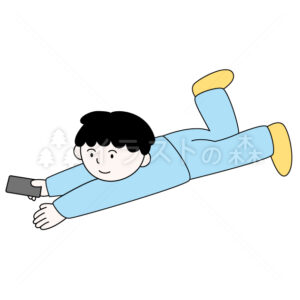 ゴロゴロする男の子–いらもりの無料カラーイラスト（ウォーターマークあり）