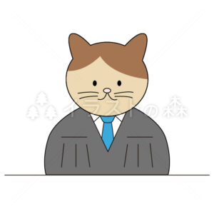 裁判官の「かしねこ」の無料カラーイラスト（ウォーターマークあり）