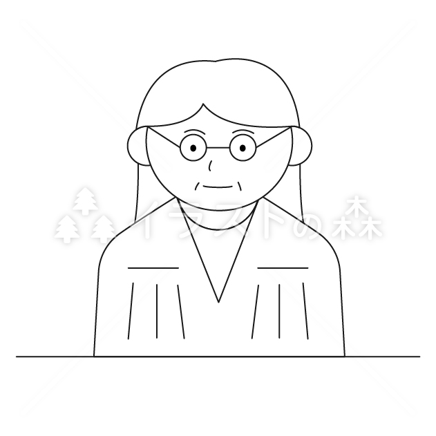 女性裁判官の無料モノクロイラスト（ウォーターマークあり）