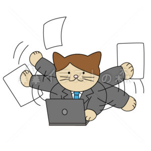 仕事の出来る「かしねこ」–いらもりの無料カラーイラスト（ウォーターマークあり）