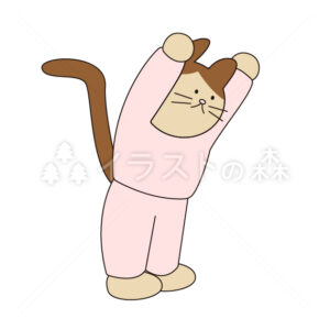 手を上げるかしねこ–いらもりの無料カラーイラスト（ウォーターマークあり）
