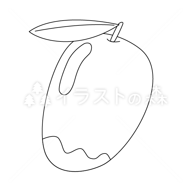 マンゴーの無料モノクロイラスト（ウォーターマークあり）