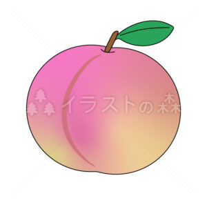 桃（もも）–いらもりの無料カラーイラスト（ウォーターマークあり）