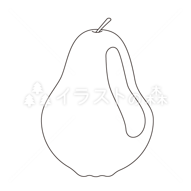 梨（なし）の無料モノクロイラスト（ウォーターマークあり）