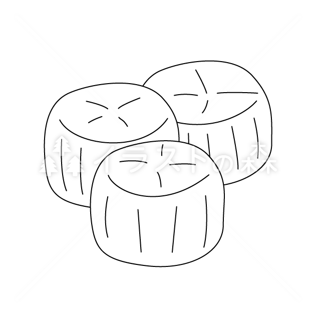 帆立の貝柱の無料モノクロイラスト（ウォーターマークあり）