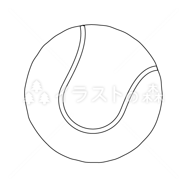 テニスボールの無料モノクロイラスト（ウォーターマークあり）