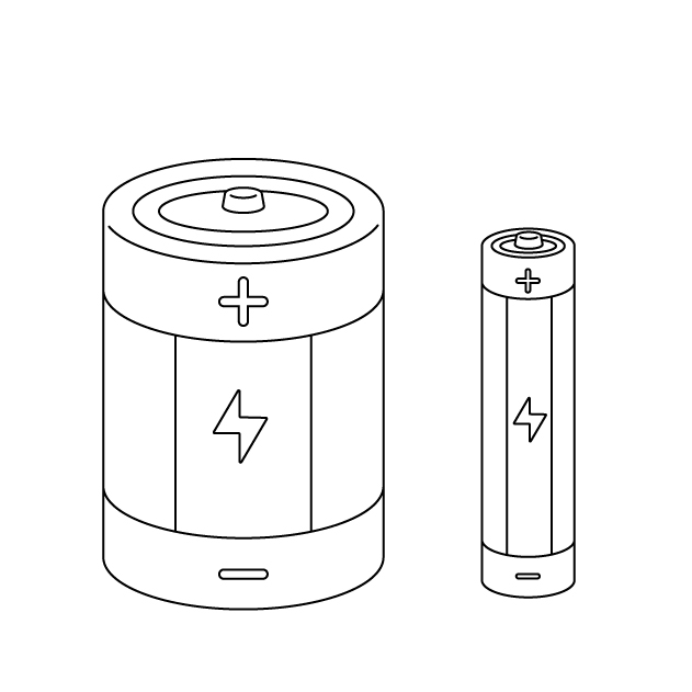 乾電池の無料モノクロイラスト（ウォーターマークあり）