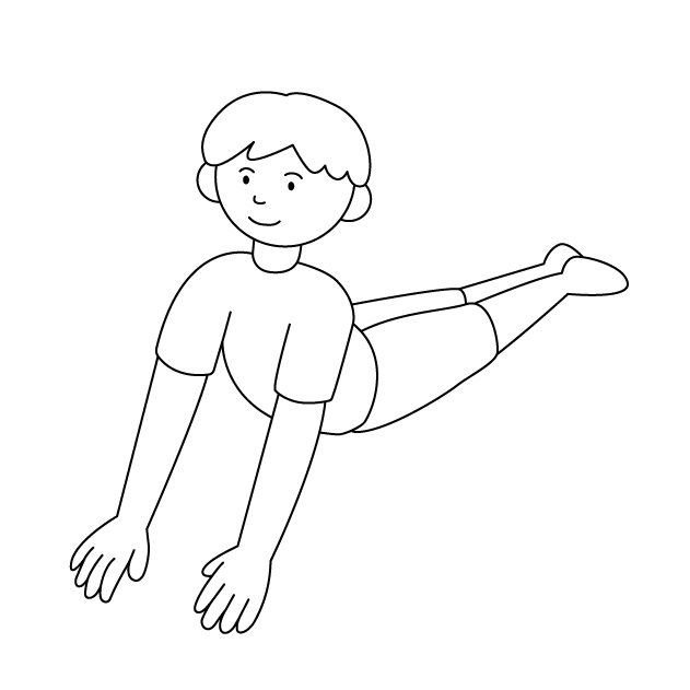 コブラのヨガポーズをする男性の無料モノクロイラスト（ウォーターマークあり）