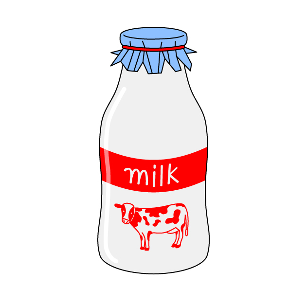 牛乳瓶の無料カラーイラスト