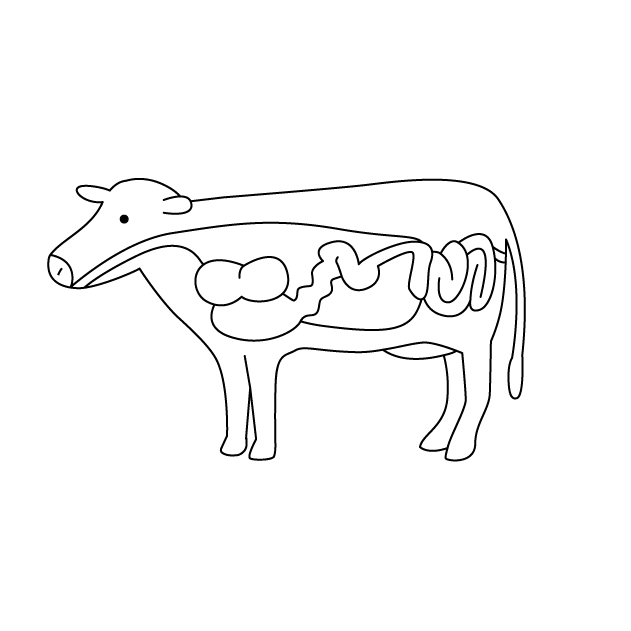 牛の胃の無料モノクロイラスト（ウォーターマークあり）