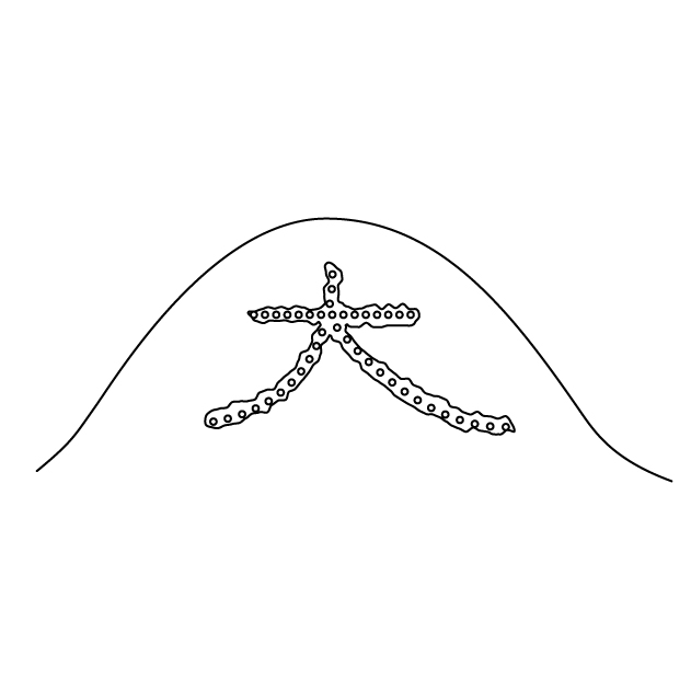 京都の大文字山の無料モノクロイラスト（ウォーターマークあり）
