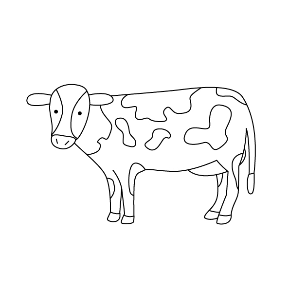 乳牛・ホルスタインの無料モノクロイラスト（ウォーターマークあり）