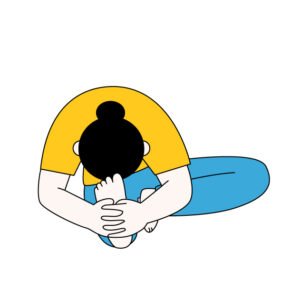 ヨガポーズのジャヌシルシャアーサナをする女性の無料カラーイラスト