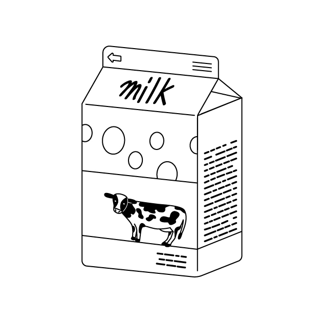 小さい牛乳パックの無料モノクロイラスト（ウォーターマークあり）