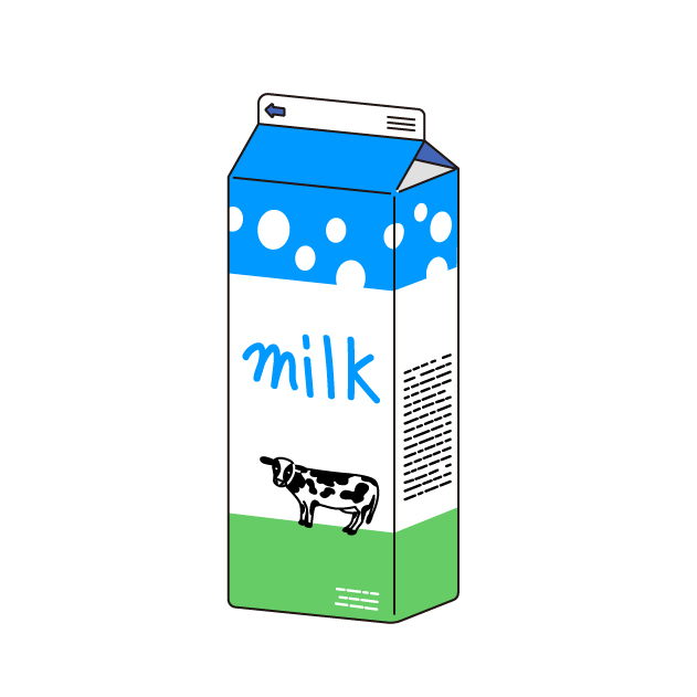 牛乳パックの無料カラーイラスト