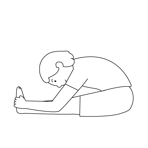 パシュチモッタナアーサナのヨガポーズの男性の無料モノクロイラスト(ウォーターマークあり)