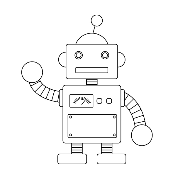 ロボットの無料モノクロイラスト（ウォーターマークあり）