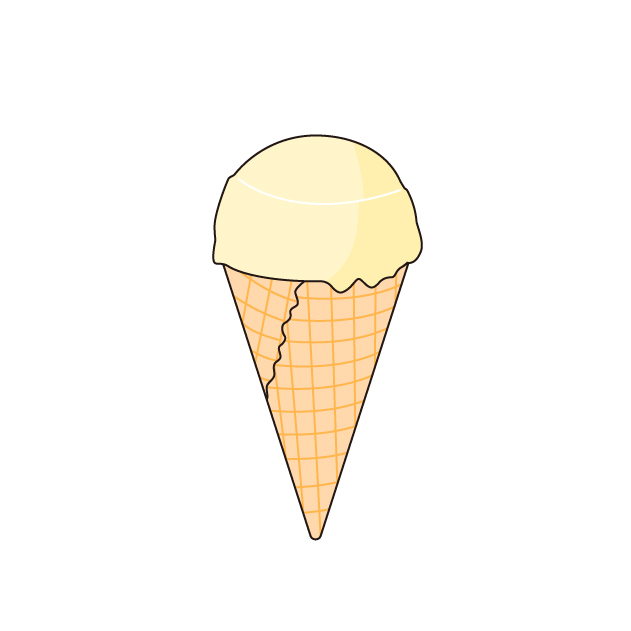 丸いアイスクリームの無料カラーイラスト