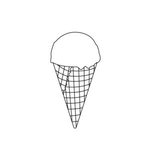 丸いアイスクリームの無料モノクロイラスト