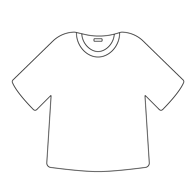 Tシャツの無料モノクロイラスト（ウォーターマークあり）