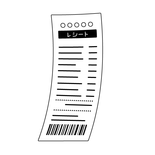 感熱紙レシートの無料カラーイラスト
