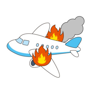 炎上する飛行機の無料カラーイラスト