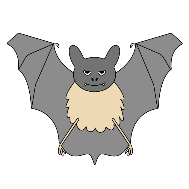 コウモリの無料カラーイラスト