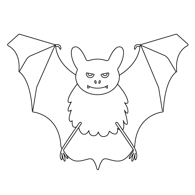 コウモリの無料モノクロイラスト（ウォーターマークあり）