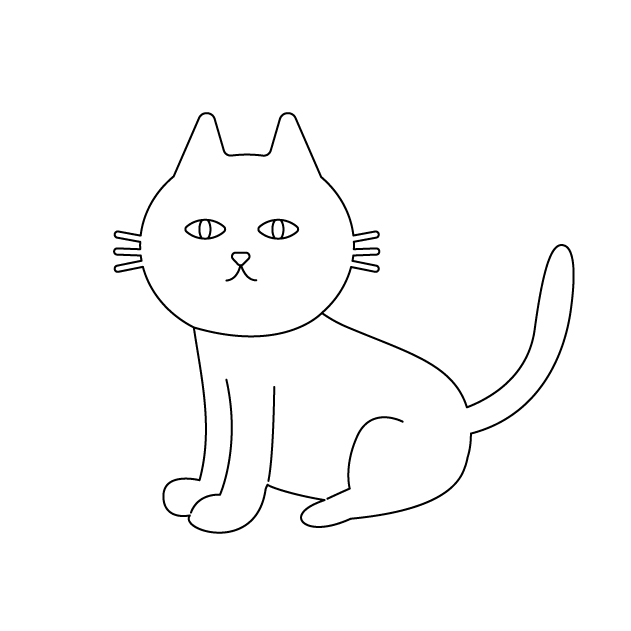 黒猫の無料モノクロイラスト（ウォーターマークあり）